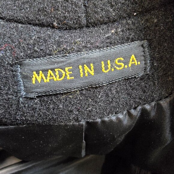 Vintage 80s Embroidered Black Wool Swing Coat, Women's XXL - Picture 8 of 9